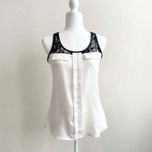 Express Black & White Tank Faux Pocket Tank Sz XS